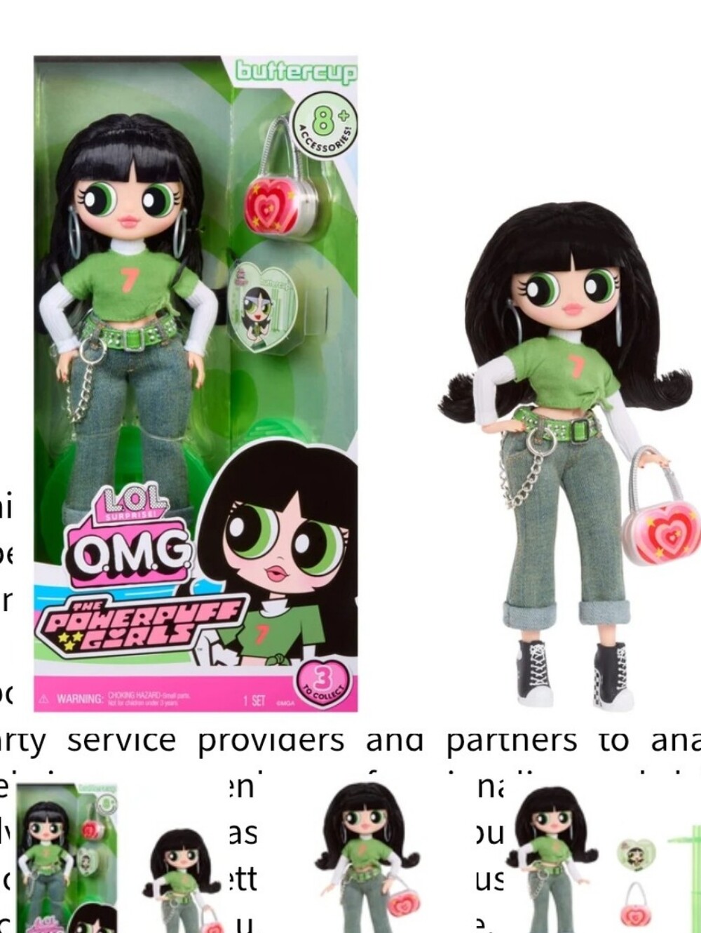 L.O.L. Surprise! Doll in Green Top with Denim Pants and Pink Heart Purse